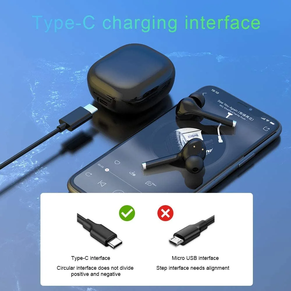 

Bluetooth 5.0 Wireless Earbuds Touch Control Headset HiFi Stereo Sound Mini Sport Bluetooth Earphones Noise Canceling Waterproof