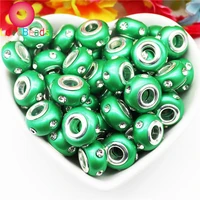 10 pcs new color crystal glass rhinestone large hole european spacer beads silver plated fit pandora bracelet for jewelry making