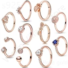 Anillo de plata 925 с colgante с логотипом плитки для женщин, lazo с логотипом классический, crystal Round Do, anillo de oro ros