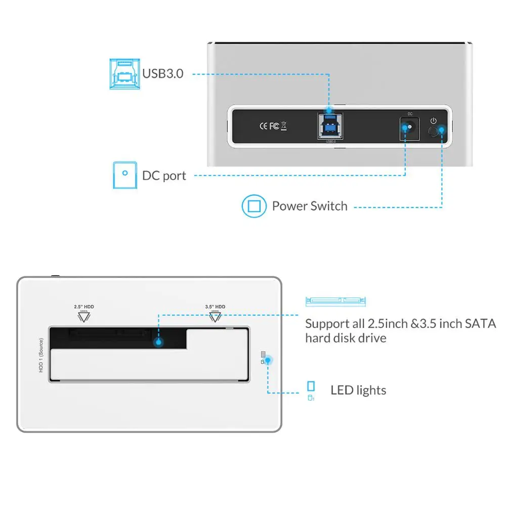 ORICO чехол для жесткого диска 2 5 'Ɖ 5'' док станция SATA к USB 3 0 Корпус поддержка