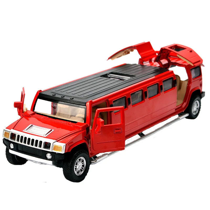Высокая имитация 1:32 Сплав hummer limousine Металл литой автомобиль модель оттягивающийся мигающая детская музыкальная игрушка транспортные средства