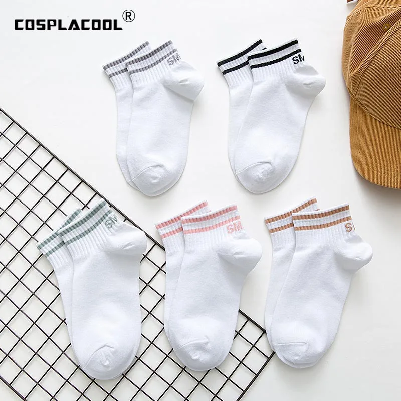 Женские носки в Корейском стиле с надписью и улыбкой полоску Харадзюку