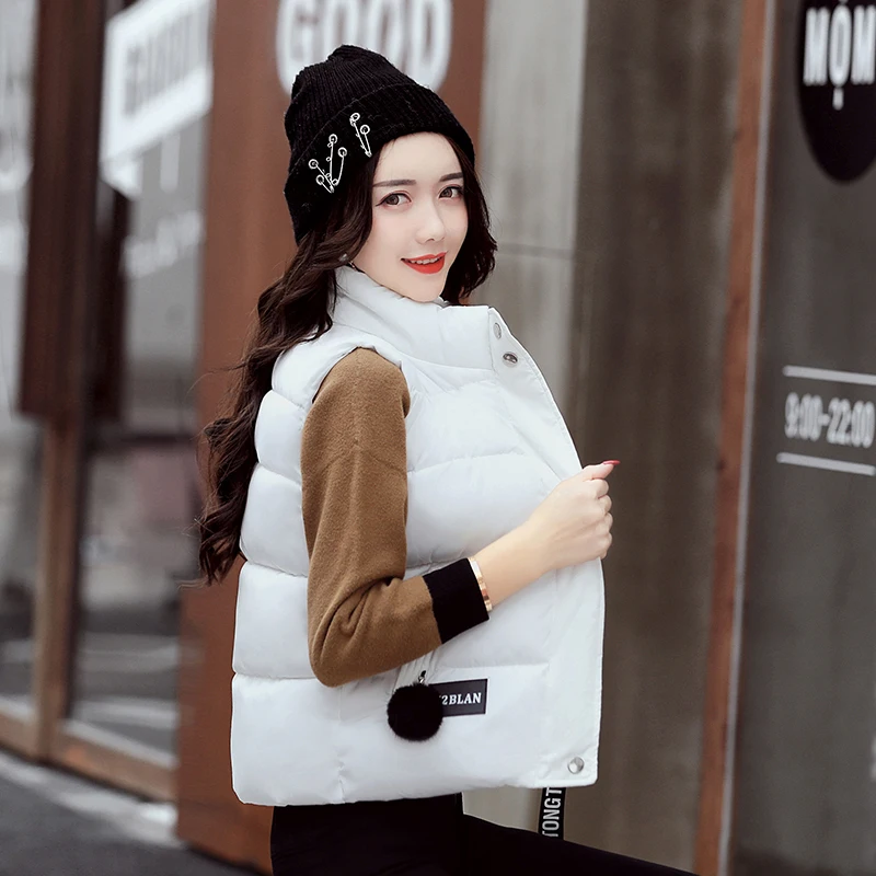 Новинка 2017 Женский пуховой жилет с меховым помпоном хлопковая куртка женский