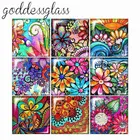 Новые яркие цветы вышивка крестом картины квадрат 10 шт. Смешанные 12 мм20 мм25 мм30 мм кабошоны разрисованные изделия из стекла демо с плоской задней частью, украшения своими руками