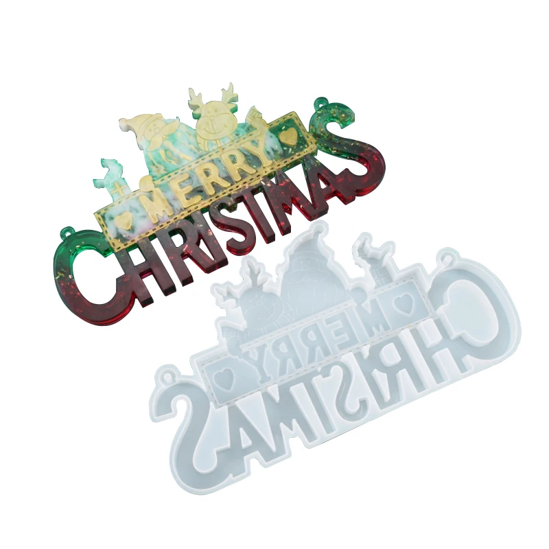 

DIY Crystal Epoxy Christmas Door Listing Silicone Mold Cake Decoration Tool Santa Letter Desktop Decoration Decoration 15*27cm