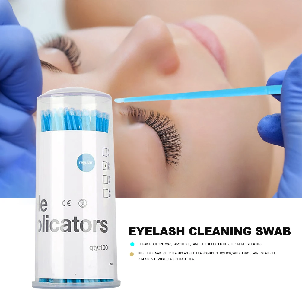 

100pcs Disposable Eyelash Brush Grafting Cleaning Cotton Swabs Eyelash Extension Tools Individual Eyelashes Removing Applicator