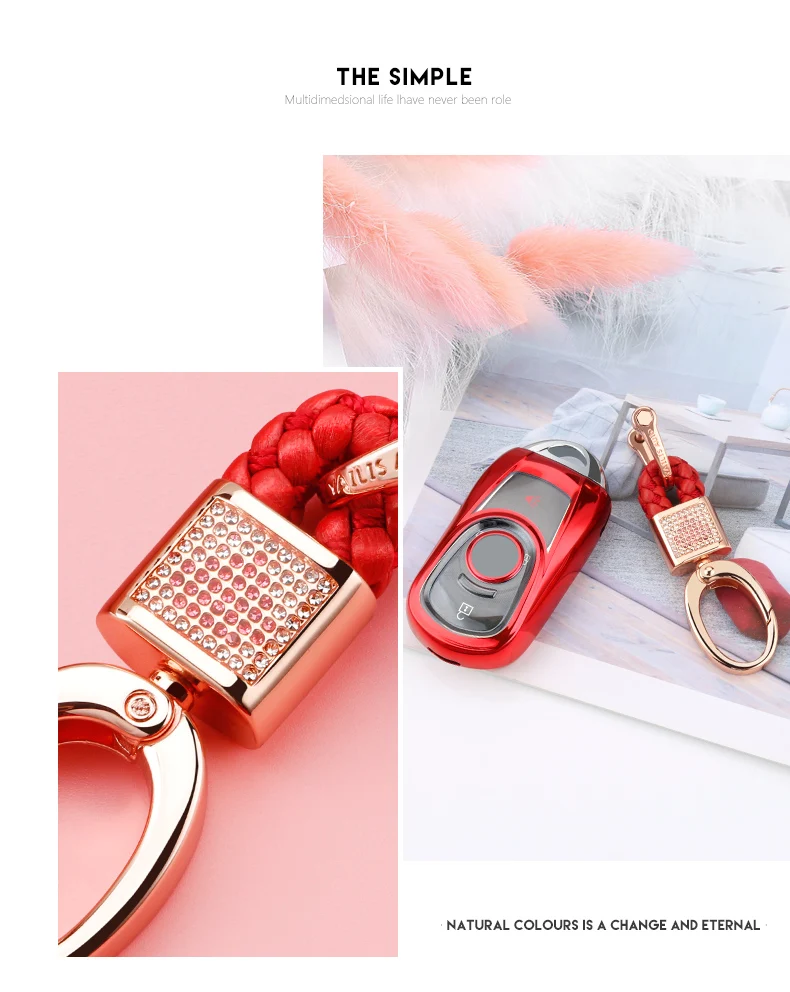 

Soft TPU Remote Smart Key Case Cover Bag Holder Chain For Buick Envision GL6 GL8 Encore GX Regal Lacrosse Keychain Covers