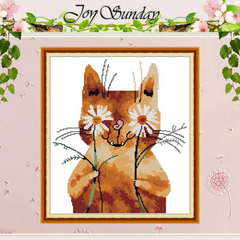 

Shy Cat Animals Painting Counted 11CT 14CT Cross Stitch Sets DIY Chinese Cross-stitch Kits Embroidery Needlework home decor