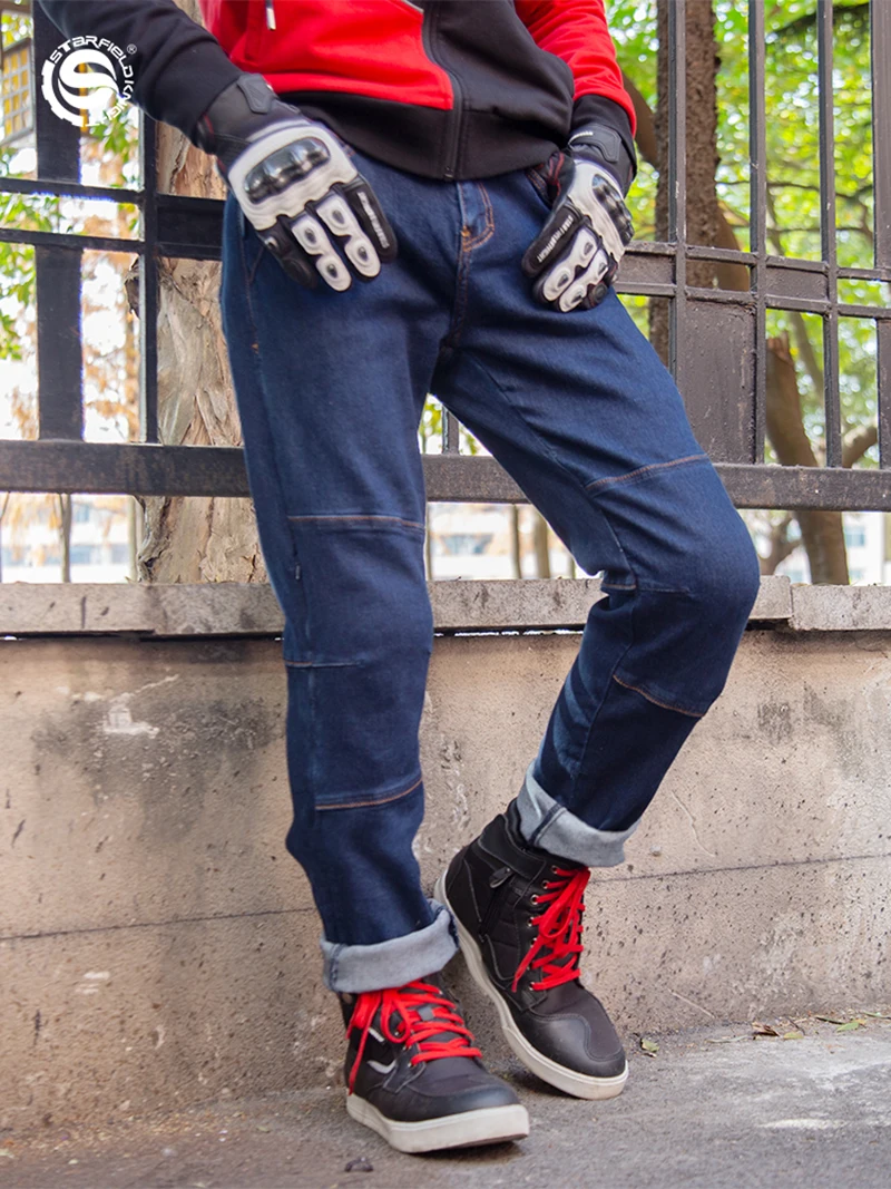 

Мотоциклетные штаны STAR FIELD KNIGHT, темно-синие джинсы для езды на открытом воздухе, защитное снаряжение для мотоциклистов