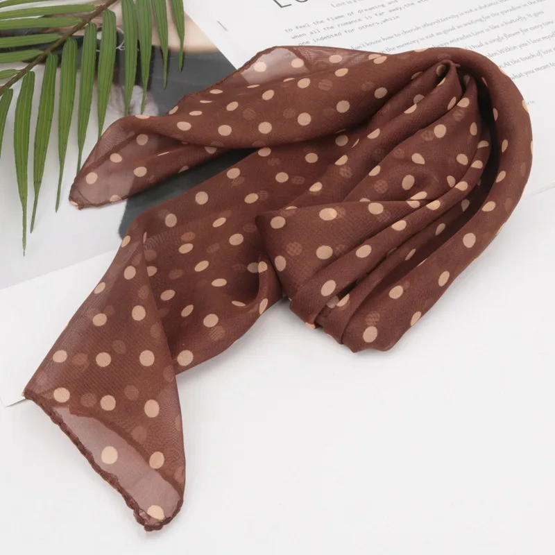 65*65cm Summer Fashion Chiffon polka Dot Scarf Ladies Head Neck square Scarf Shawls Female HAir Ties Bands Neckerchief Shawls images - 6