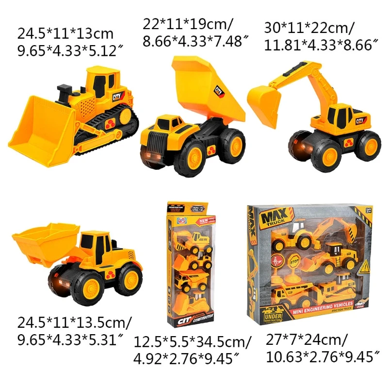 

1 Set Kids Excavator Dump Toy Mini Inertial Construction Vehicle Movable Joints Bulldozer Digger Model for Children