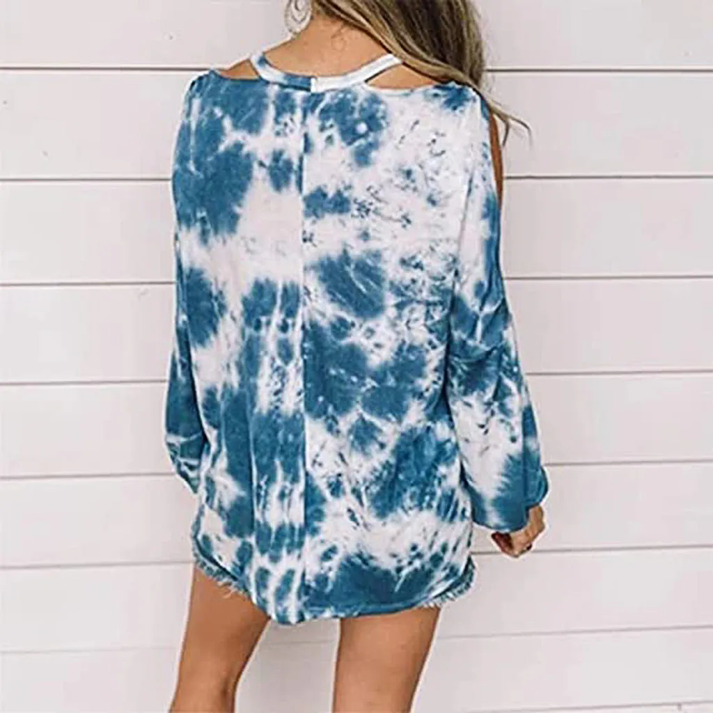 Модные толстовки женские повседневные с принтом в виде галстука красителя