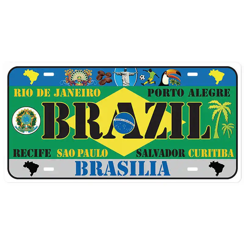 Brazil Национальный стиль оловянный знак декоративный номерной знак табличка металлическая винтажная настенная табличка домашний бар Декор железная живопись металлический плакат - Цвет: Brazil