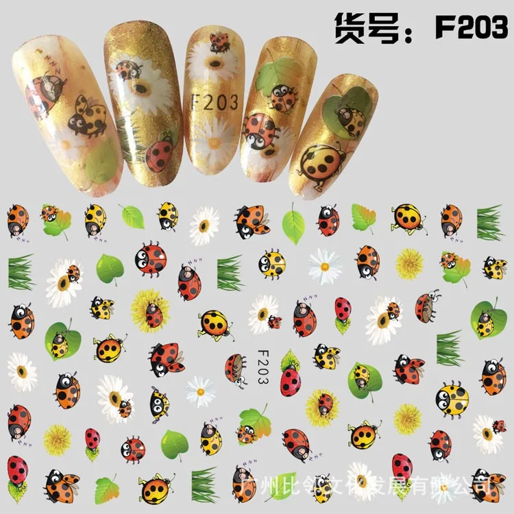 Наклейка для ногтей черно-белая в виде насекомых | Красота и здоровье