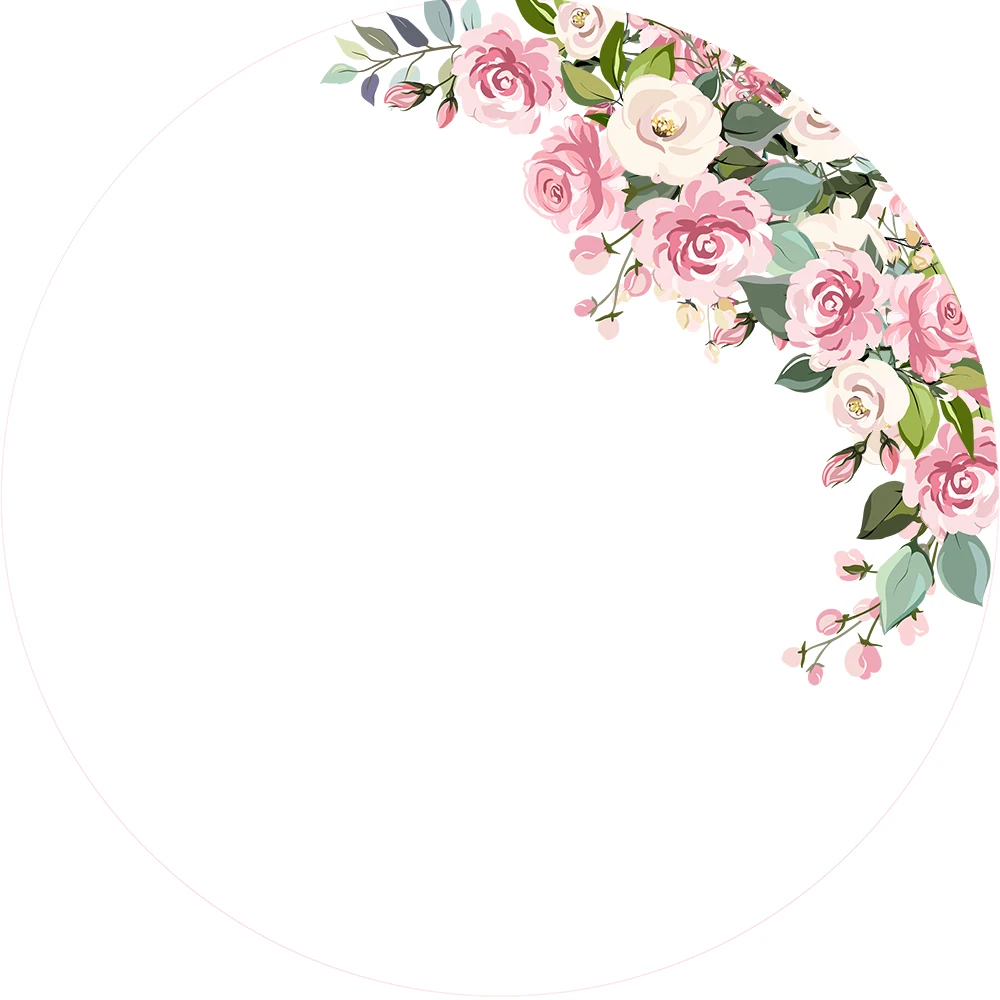 Round Circle Background Wedding Table Party Watercolor Floral Flower Backdrop Bridal Baby Shower Candy Banner Cylinder