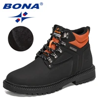 bona 2022 new designers action leather winter shoes men thick sole non slip ankle boots man fashion street cool young footwear