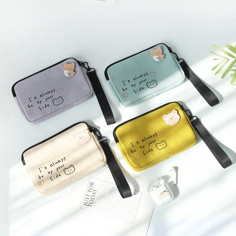 

Fresh Art Wallet Mobile Phone Bag Female Mini Cute Girl Heart Wrist Coin Purse Small Square Bag Candy Color Letter Storage Bag
