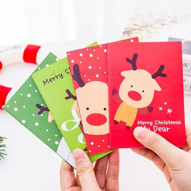

5PCS Mini Xmas Stationery Merry Christmas Pocket Notepad Cartoon Notebook Gift