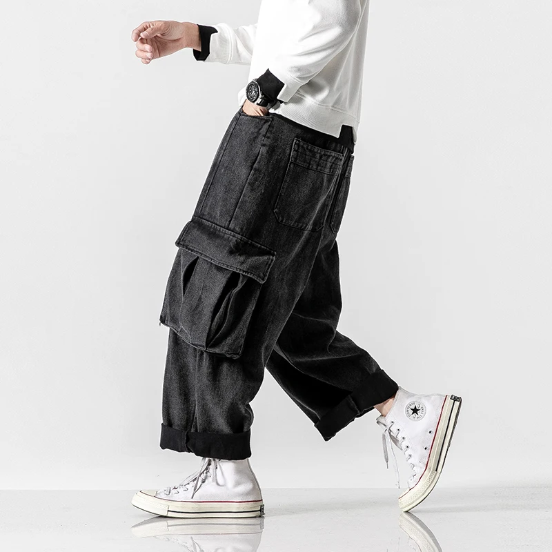Мужские джинсы с большим карманом свободные широкие брюки высококлассные