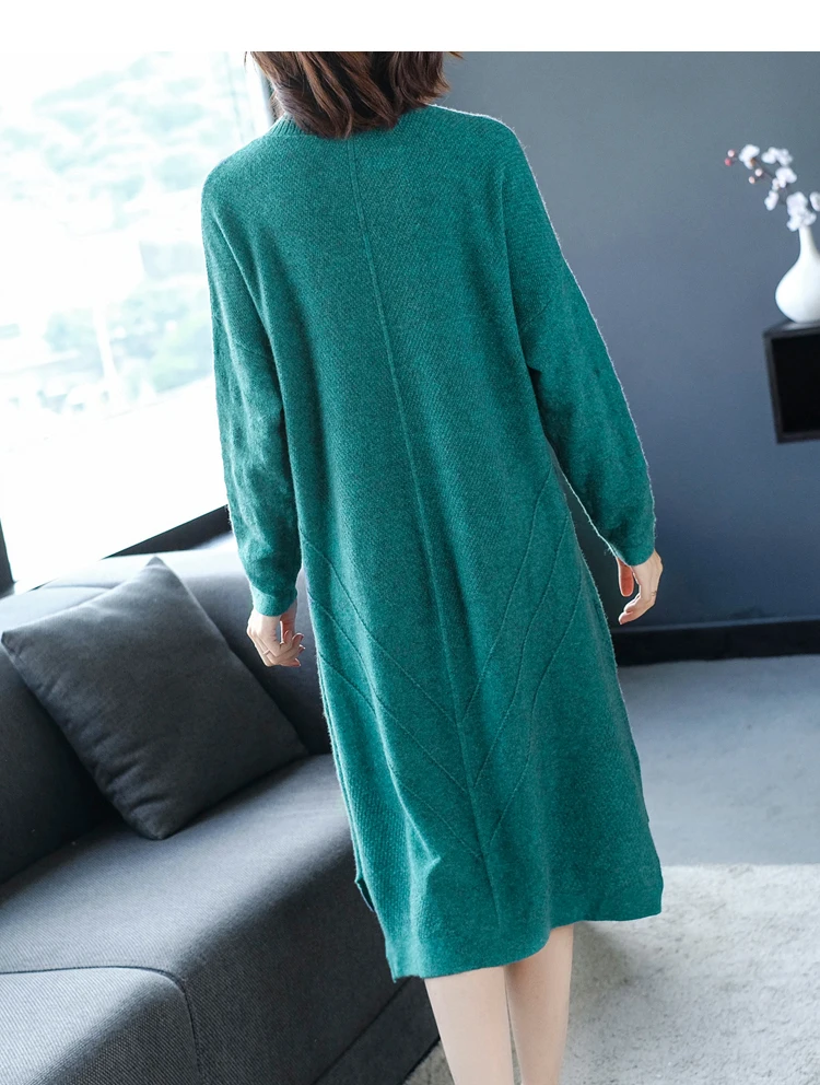 Женские зимние свободные стильные кашемировые вязаные платья 2019 Новая мода