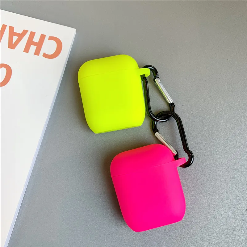 Флуоресцентный цвет для Apple Airpods 2 1 чехол сплошной цвет Bluetooth наушники защитный чехол для Air pods наушники чехол Коробка Сумка
