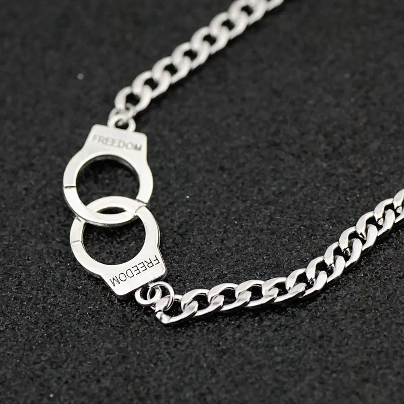 Винтажные креативные маленькие наручники в стиле панк с надписью Freedom ожерелья