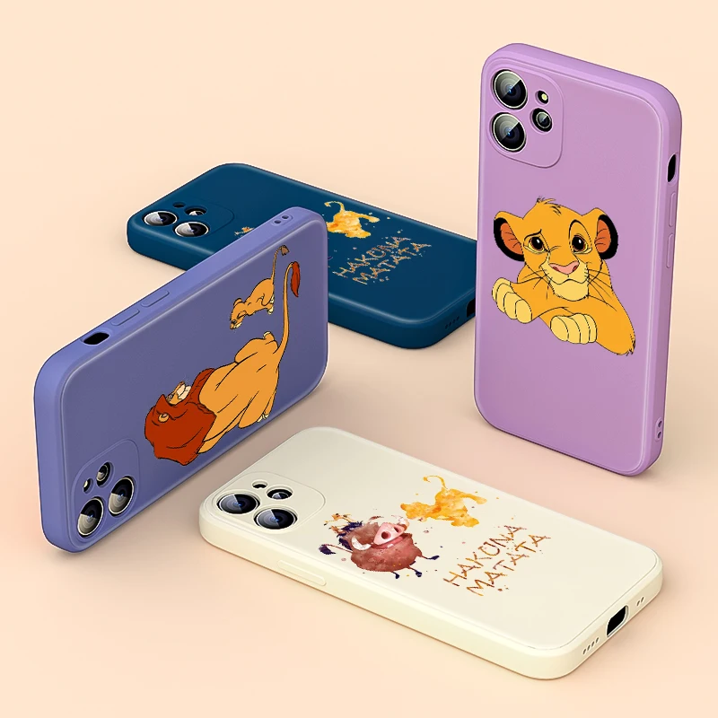 

Liquid Silicone Soft Cover Disney The Lion King For Apple IPhone 13 12 Mini 11 Pro XS MAX XR X 8 7 6S SE Plus Phone Case