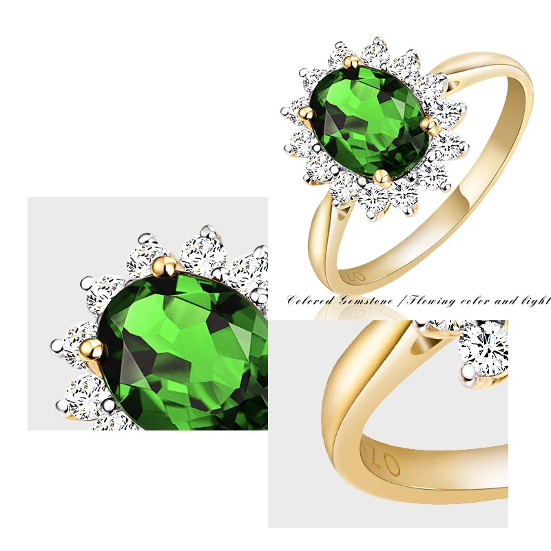 ENZO Natural Diopside 18K Pure Gold 2020 New Hot Selling Top Ring Women Heart Shape For Ladies Woman Genuine Jewelry | Украшения и
