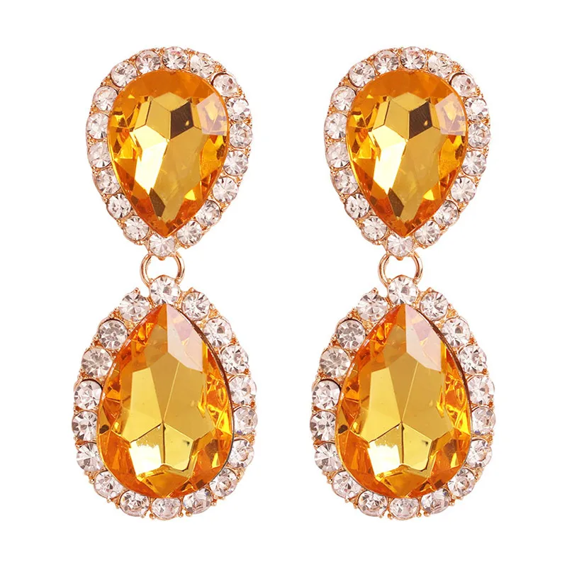 ZA Bling Crystal Висячие серьги для женщин красочные большие капли воды массивные
