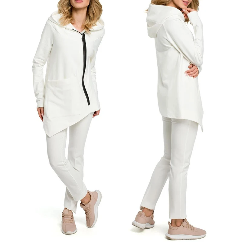 

IFRICH Kpop Women Hoodie Sweatshirt Plus Size Asymmetric Length Hooded Jackets For Women Oversize Loose Streetwear Hoody Ladies