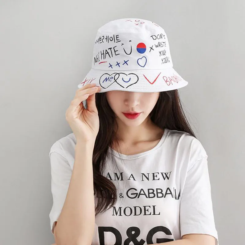 Женская шляпа с рисунком в рыбацком стиле летняя уличная от солнца черно-белая