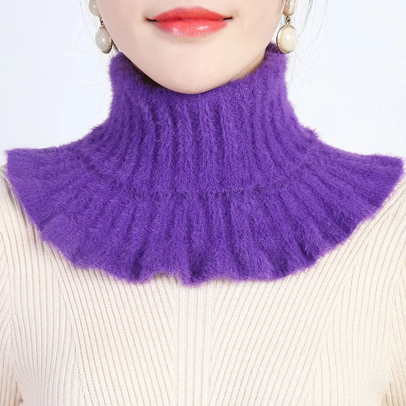 Зимний вязаный шерстяной накладной теплый шарф с двойными оборками корейский