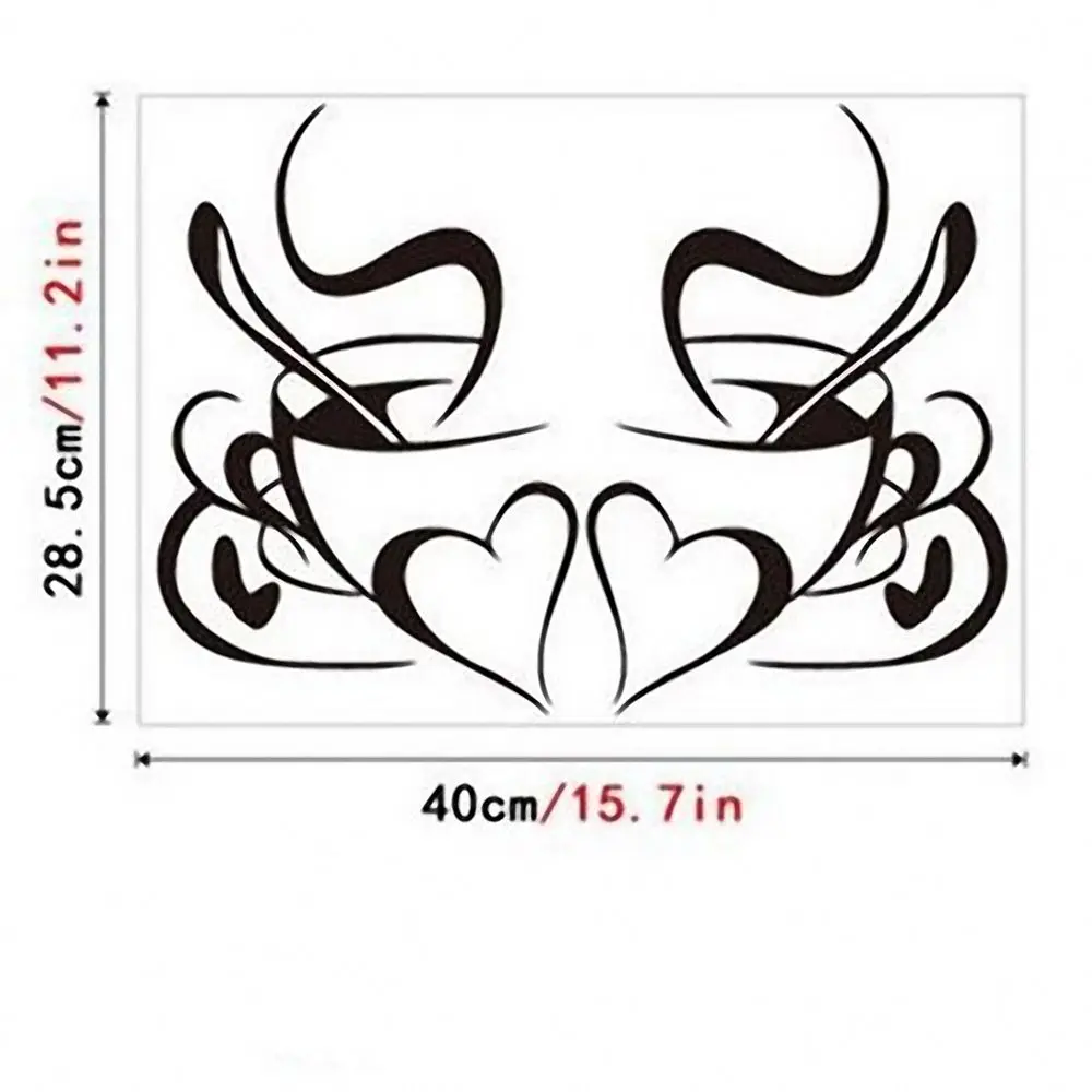 1pair Kitchen Wall Stickers Coffee Cup with Heart Sticker For Cafe Oven Dining Hall DIY Vinyl Adhesive Art Decoration Decal | Дом и сад
