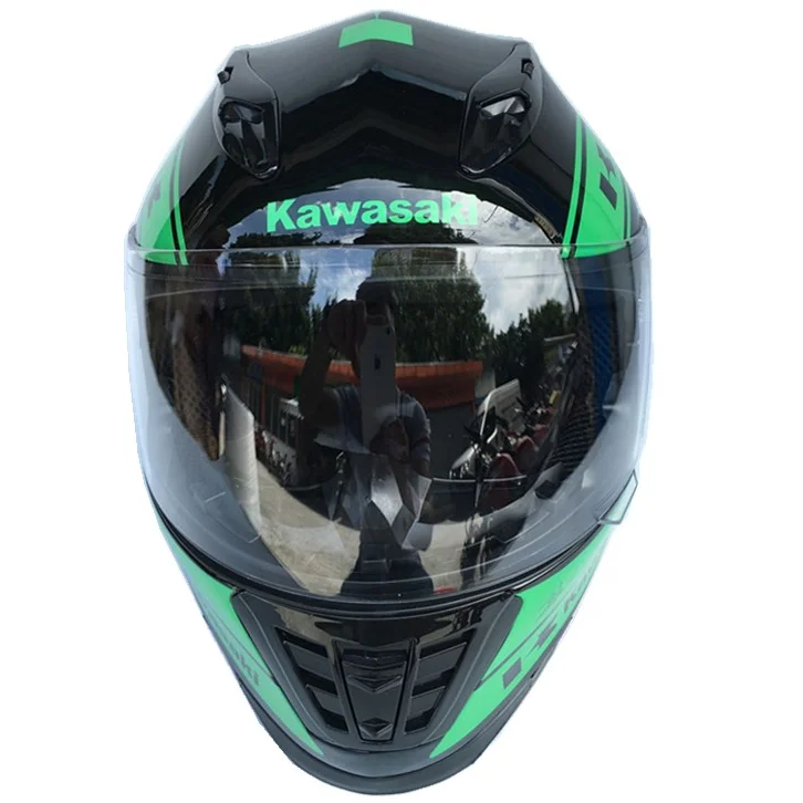 Для мотоцикла Kawasaki полноразмерная Защитная шляпа для мужчин/женщин классический зеленый всесезонный защитный шлем