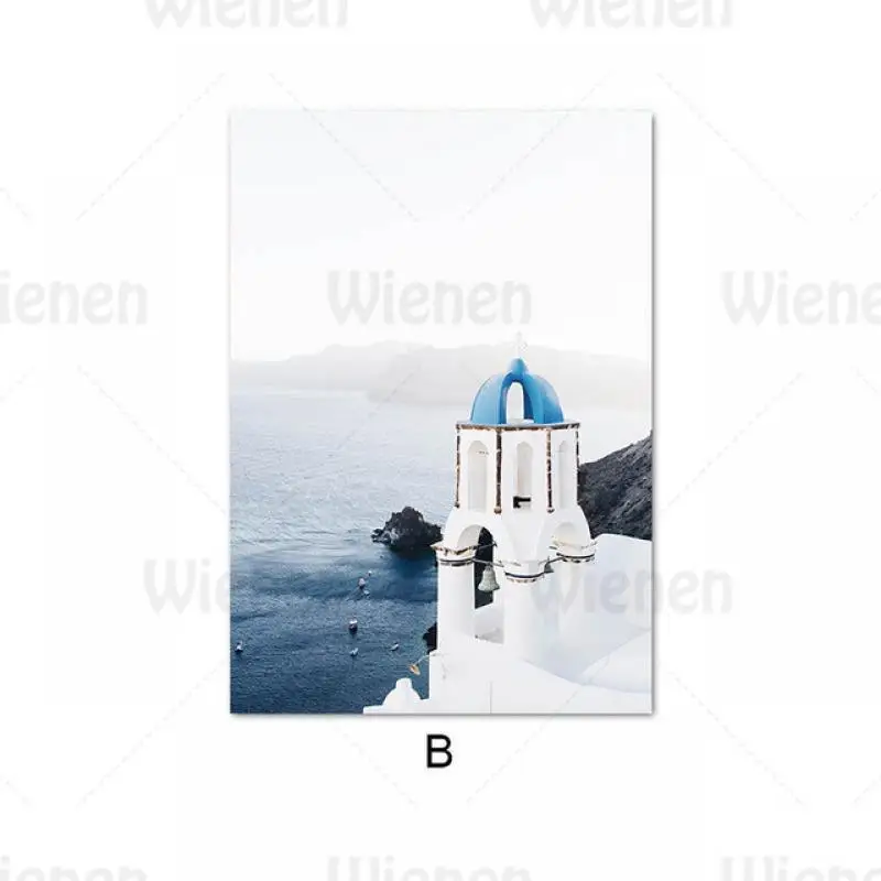 

Modern Aegean Sea Santorini Seascape Painting Travel Poster Canvas Print Nordic Wall Art Picture Living Room Home Decoration