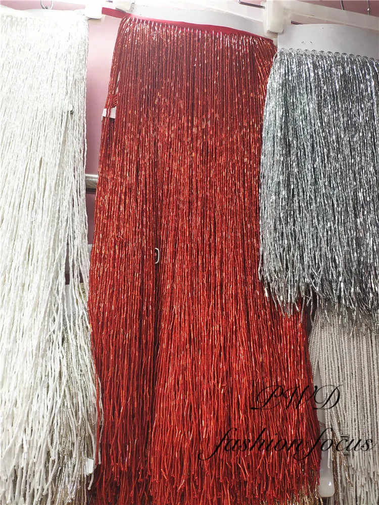 

sliver black beaded fringes trim for clothing beaded tassel trim for apparel designer bead tussel trim fringe