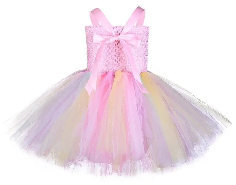 Милое причудливое розовое платье принцессы с единорогом для девочек на день