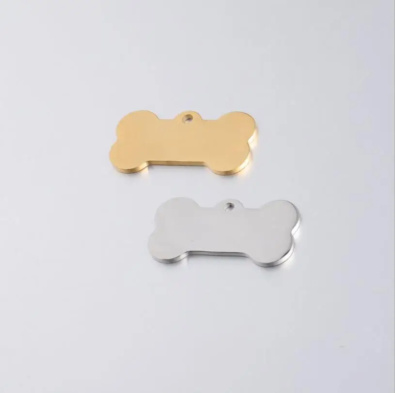 10 шт./лот зеркало из нержавеющей стали полированный Pet ID тег Bone Charms DIY собака кулон