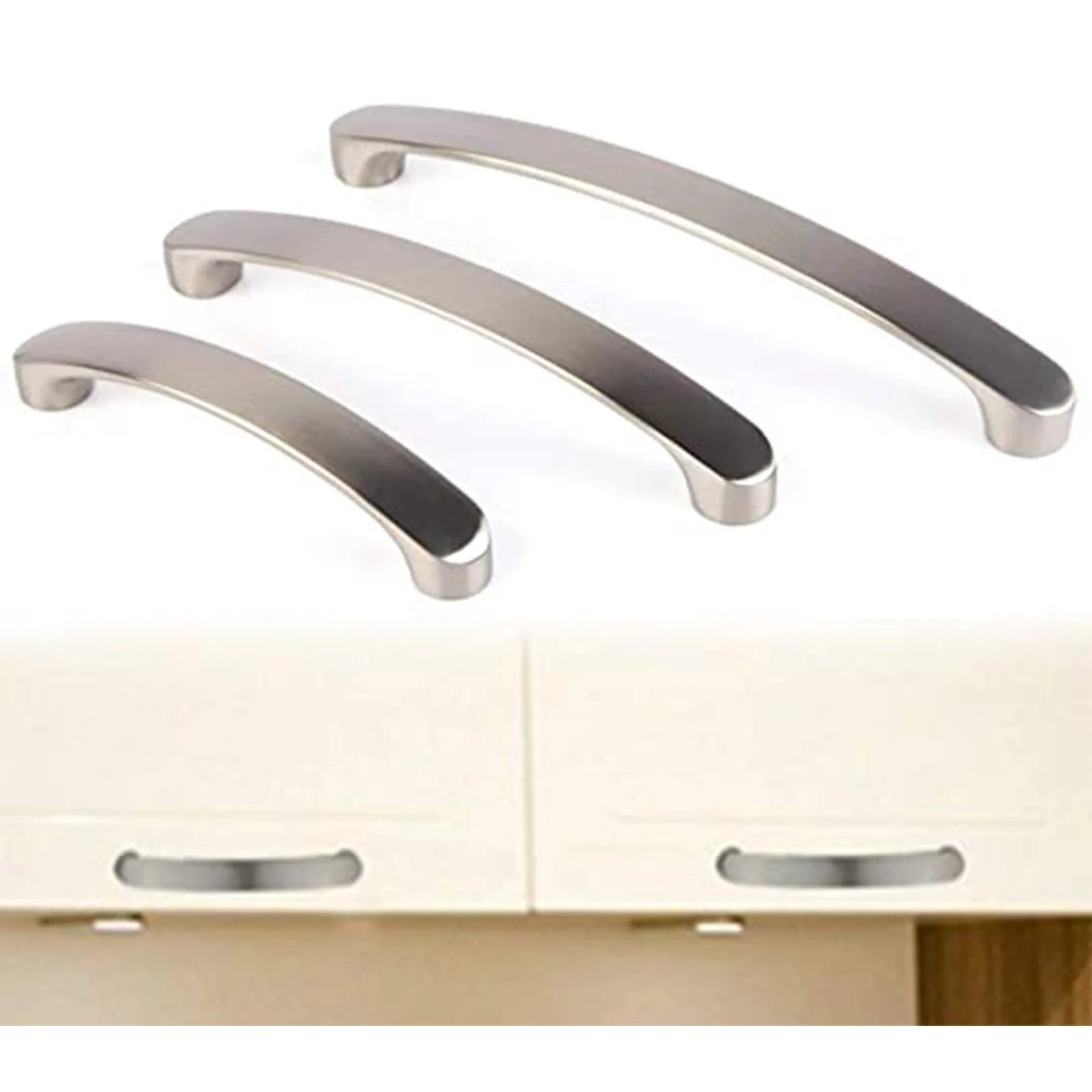

Прочная и прочная Серебристая кухонная гигиеническая дверная ручка из нержавеющей стали, ручка для шкафа, ящика, буфета