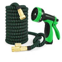 latex 25 50 75 ft expanding flexible garden water hose with spray nozzle