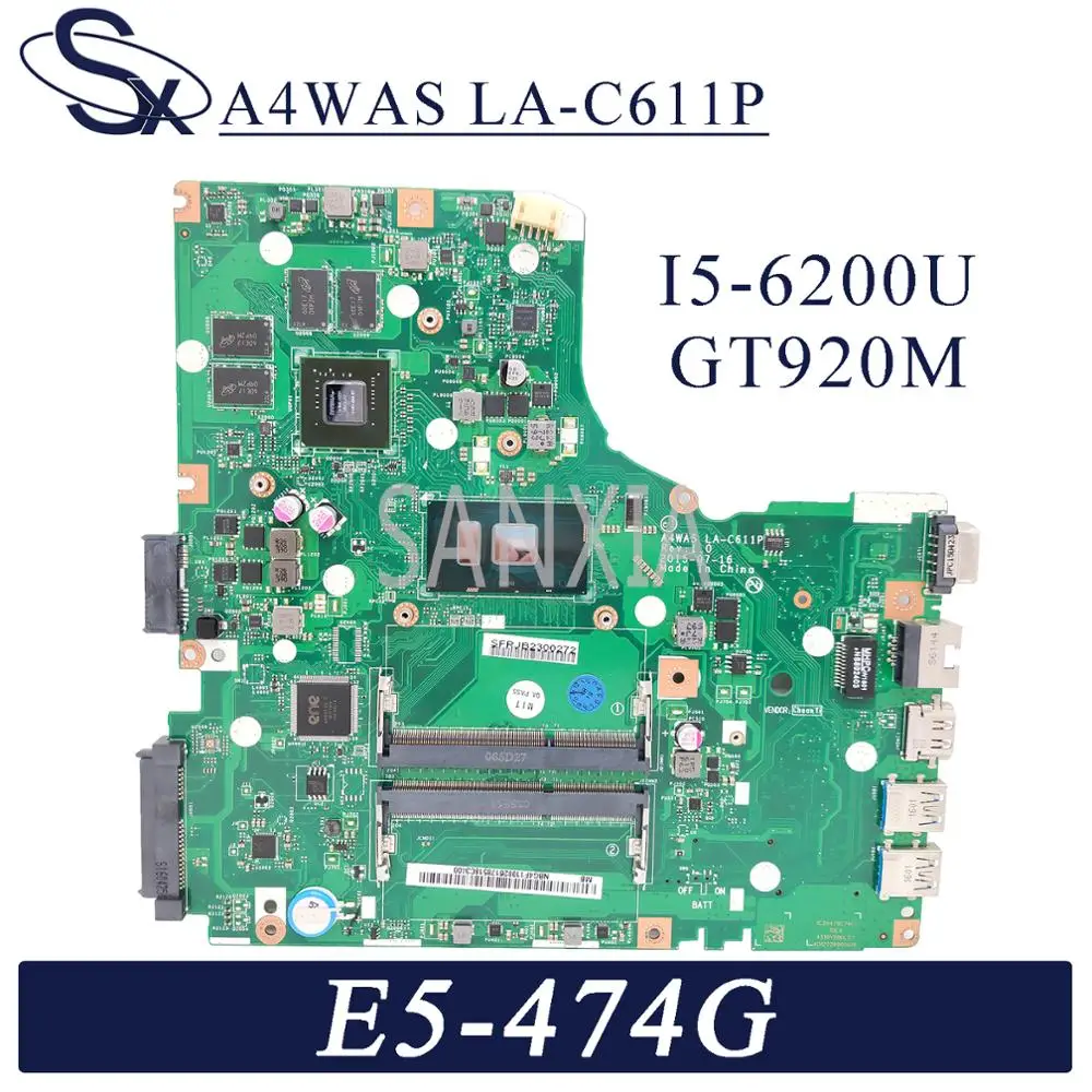 

Материнская плата KEFU LA-C611P для ноутбука Acer Aspire E5-474G, оригинальная материнская плата I5-6200U GT920M