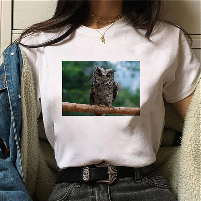 90s Harajuku Ullzang мода футболка для женщин в винтажном стиле с рисунком совы