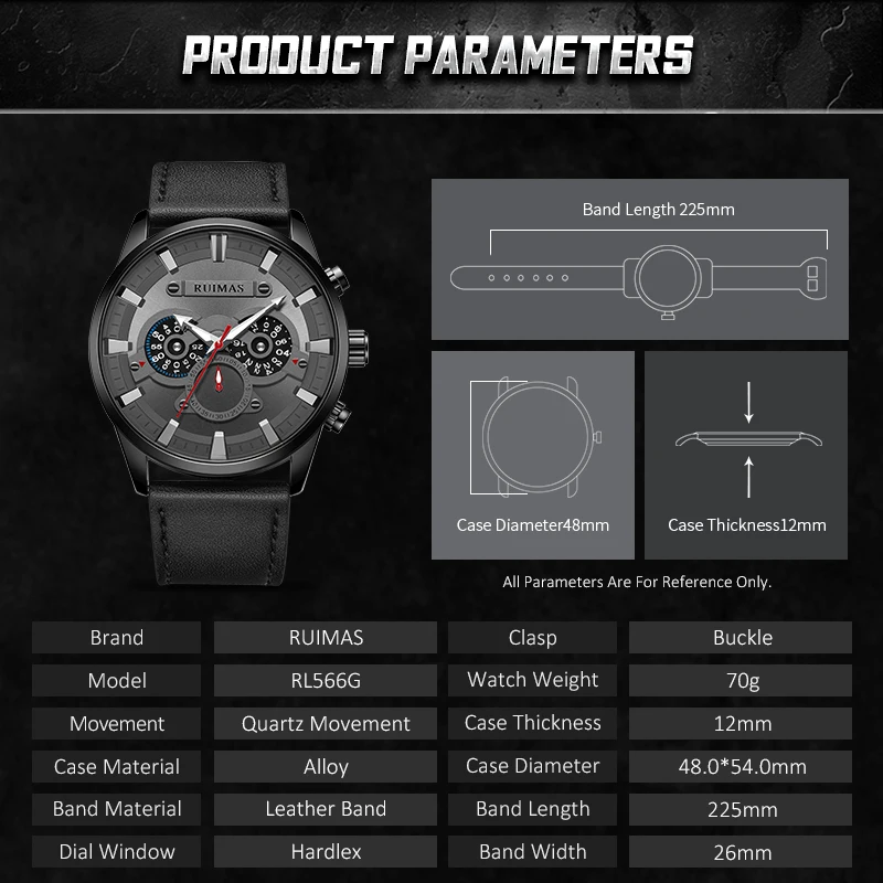 RUIMAS Montre Homme 2019 мужские часы с хронографом кварцевые водонепроницаемым