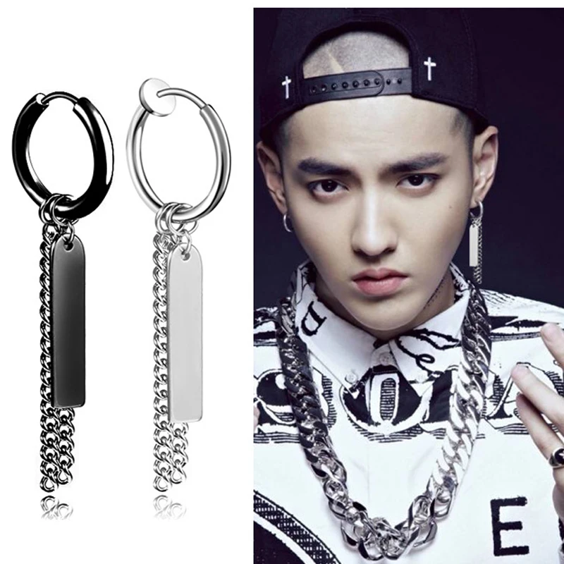 Серьги-гвоздики из нержавеющей стали для мальчиков корейские клипсы квадратной