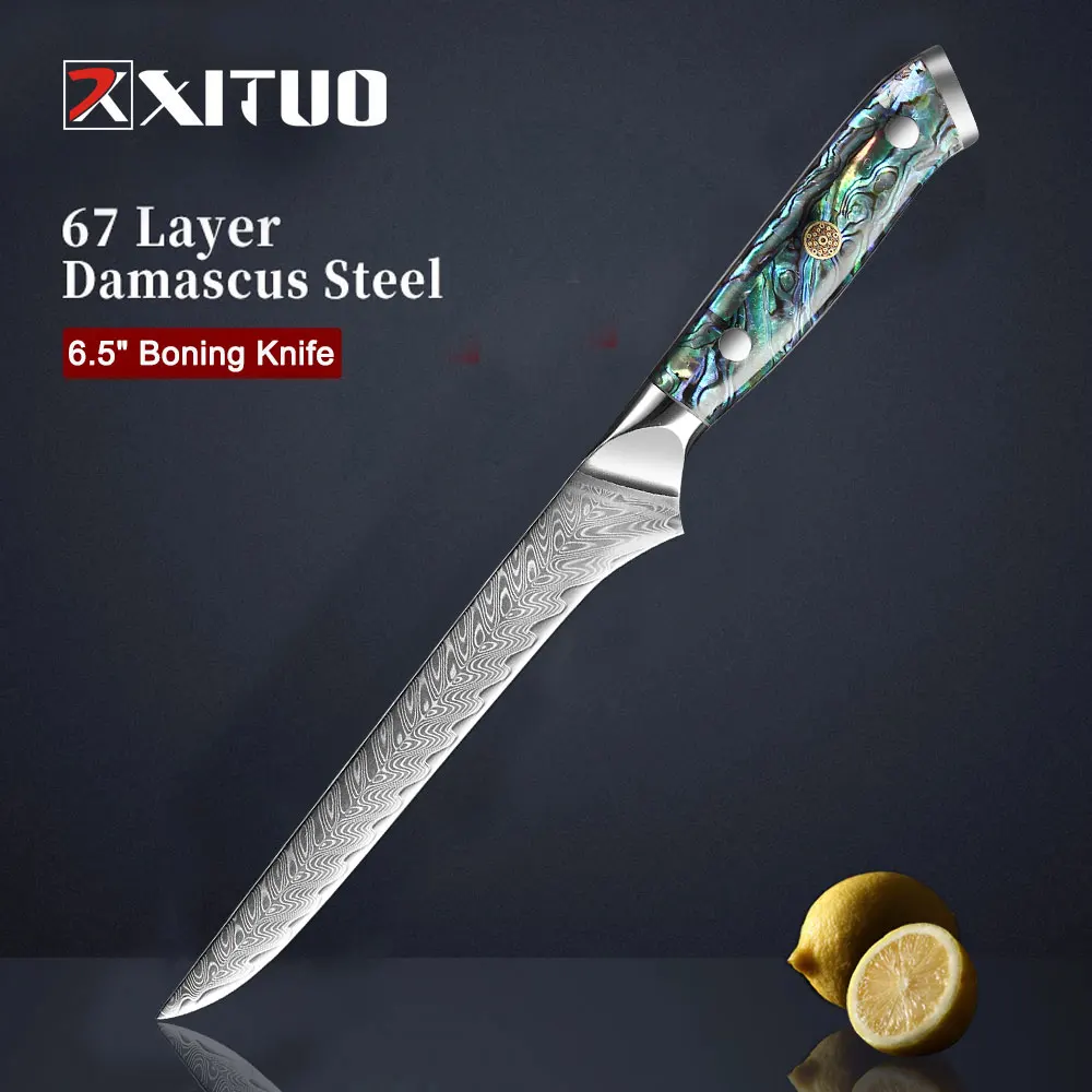 

XITUO 6.5 Inch Boning Knife Japanese Damascus Steel Kitchen Knife High Quality Fish Fillet Utility Knives Chef Cooking Filleting
