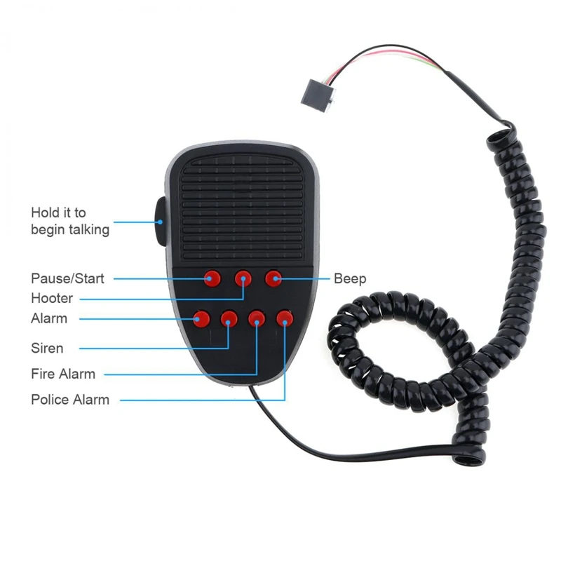 100W 12V 7 Sounds Car Truck Speaker Warning Alarm Police Fire Siren Horn Loud Sound 105db With Mic Microphone | Автомобили и