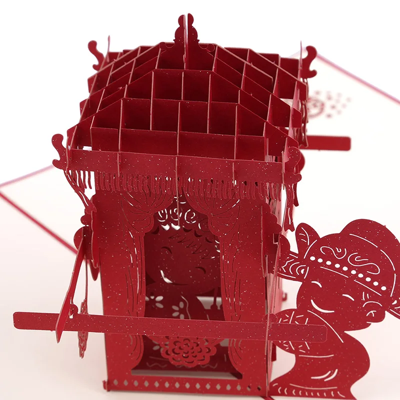 Свадебные лазерная резка карт конверт Почтовые открытки резные 3D Pop Up