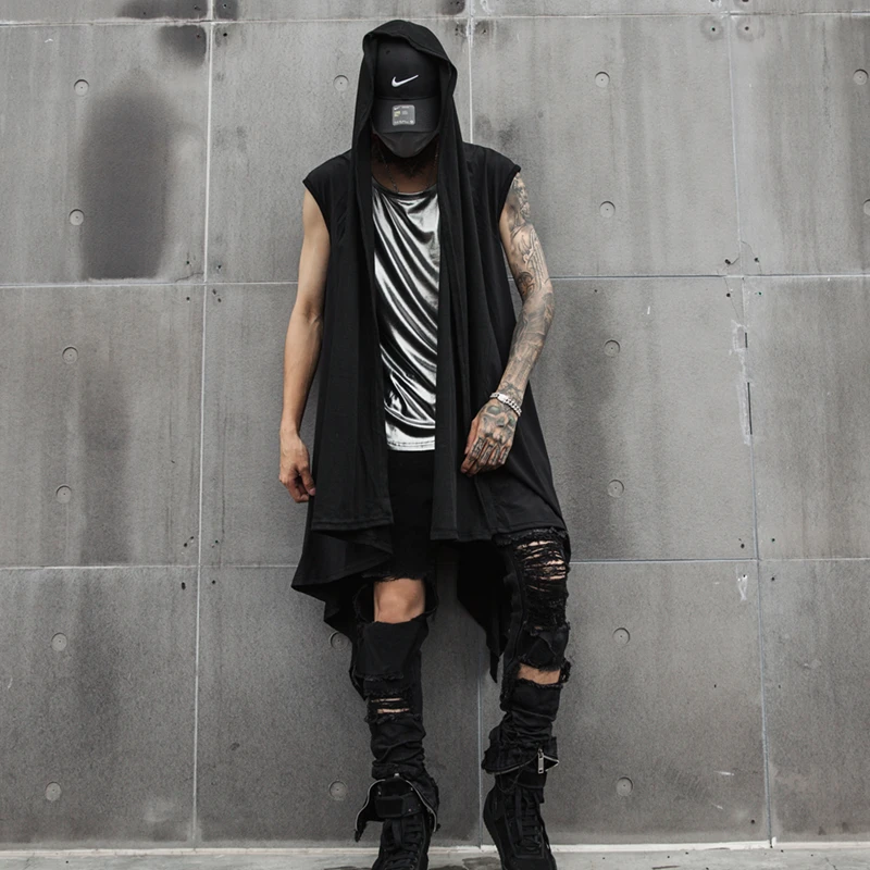 Мужской Длинный жилет в стиле панк для ночного клуба|colete masculino|vest vestcolete colete |