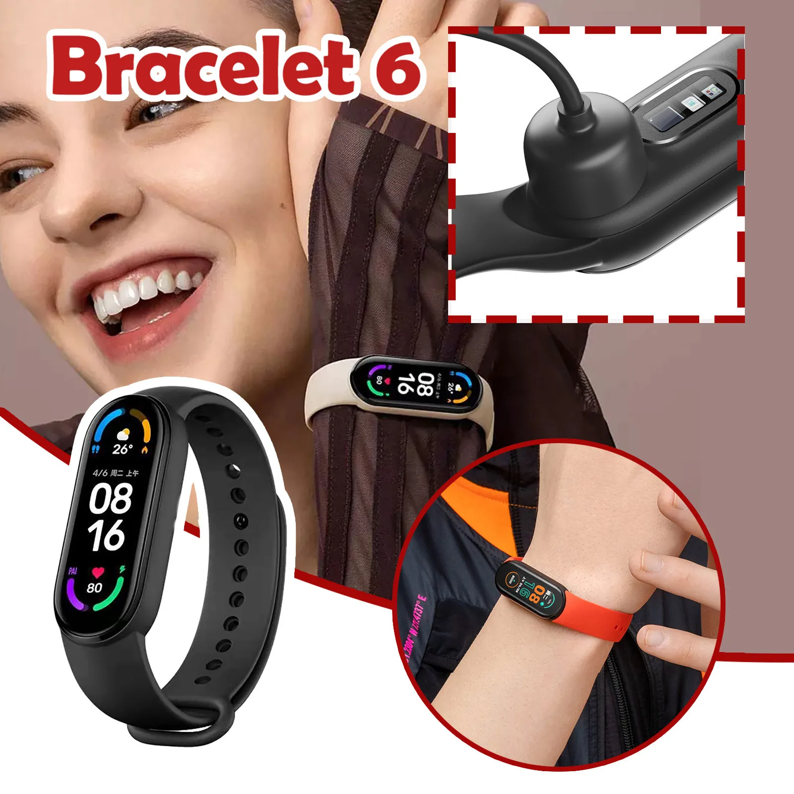 

Xiaomi Band 6 Sport Bracelet Heart Rate Fitness Bluetooth 1.56in Smart Bracelet Colorful Screen Heart Rate Fitness Tracker
