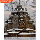 5D поделки алмазов картина русская деревянная церковь Вышивка полный квадратный алмаз вышивки крестом горный хрусталь мозаика живопись Домашний Декор